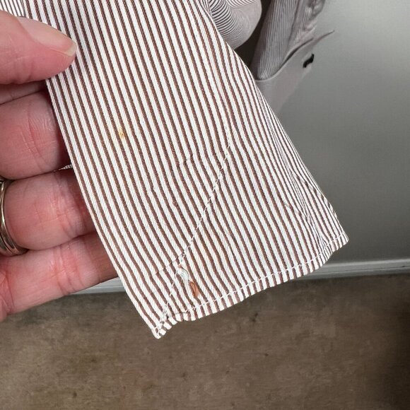 Ermenegildo Zegna Dress Shirt Mens Size 43 17 Brown Stripes Comfort Fit Work - Picture 9 of 13